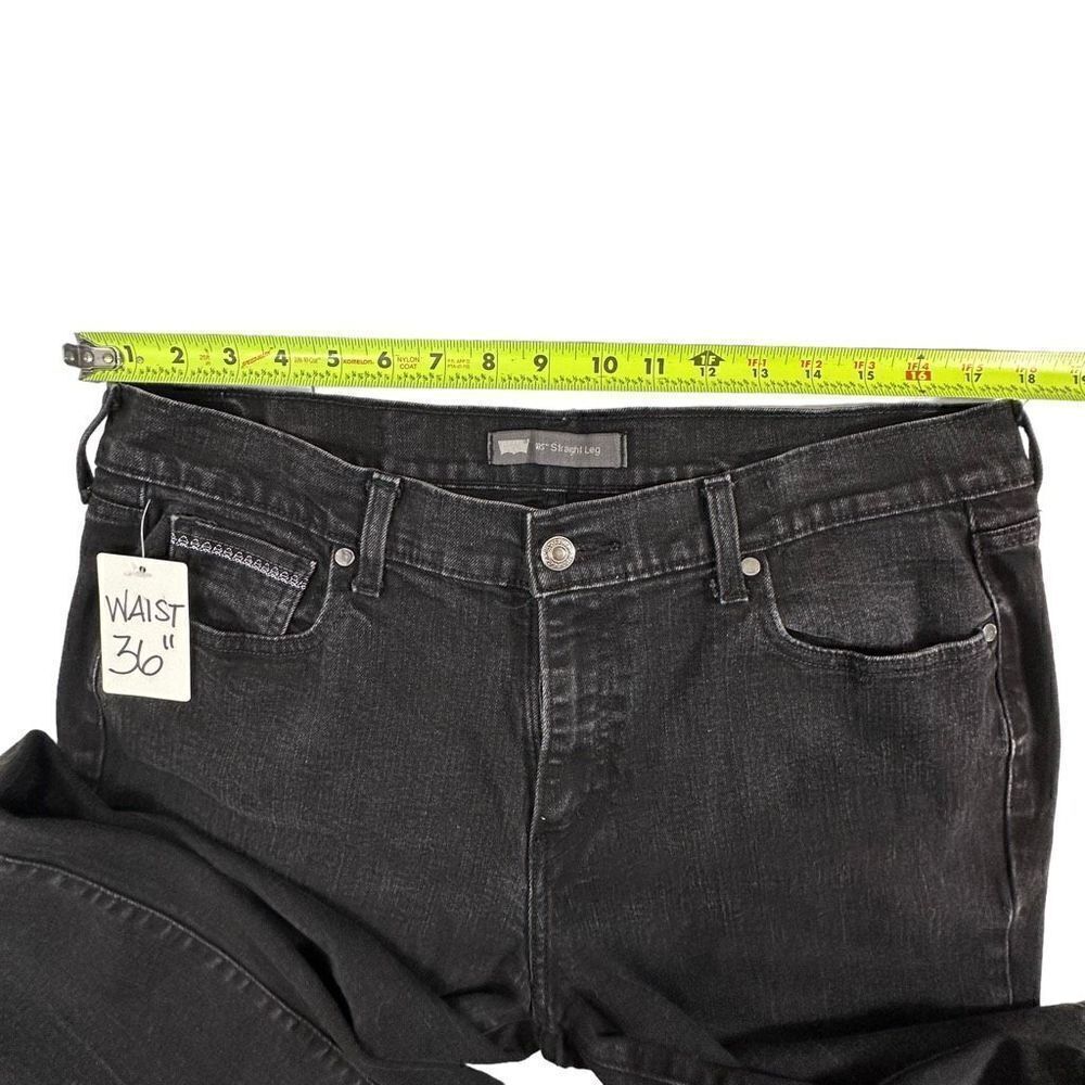 Levi’s 505 Straight Leg Contrast Stitched Black Denim Jeans Women’s Size 16M 33x - Picture 4 of 9